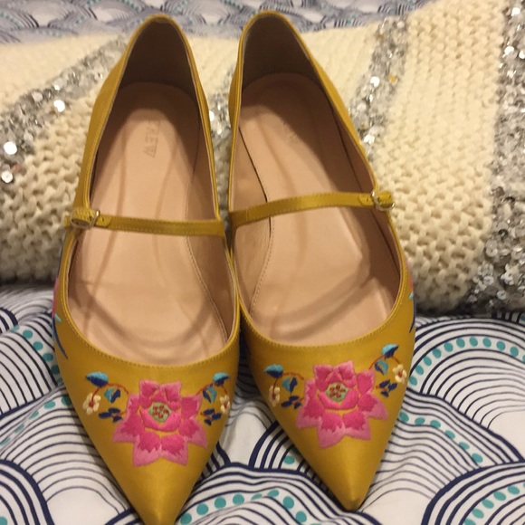 J. Crew Shoes - J. Crew satin embroidered Mary Jane flats